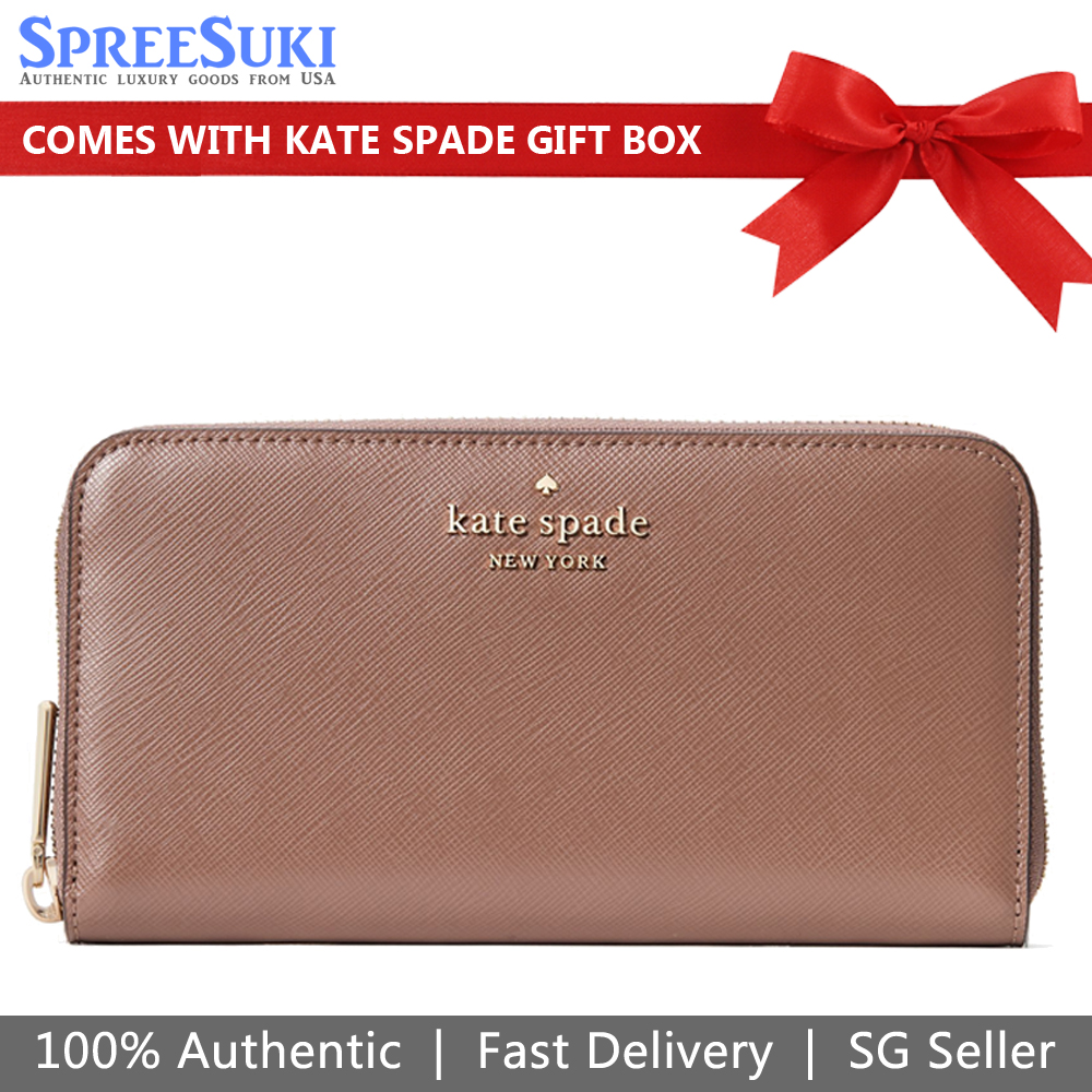 Kate Spade Large Continental Wallet Dusk Cityscape Brown # WLR00130