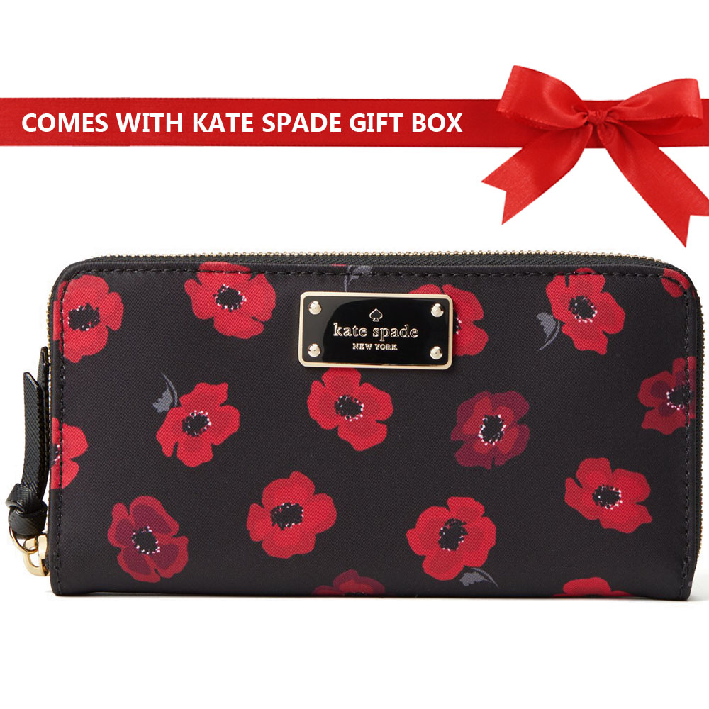 Kate Spade Large Wallet Wilson Road Poppy Neda Wallet Black # WLRU5007