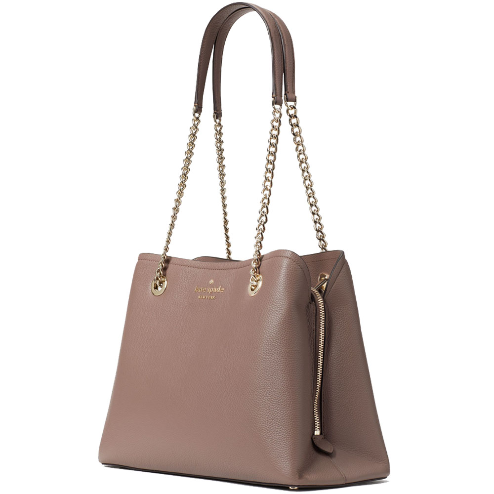 Kate Spade Shoulder Bag Medium Chain Handle Tote Dusk Cityscape Brown # WKRU7048