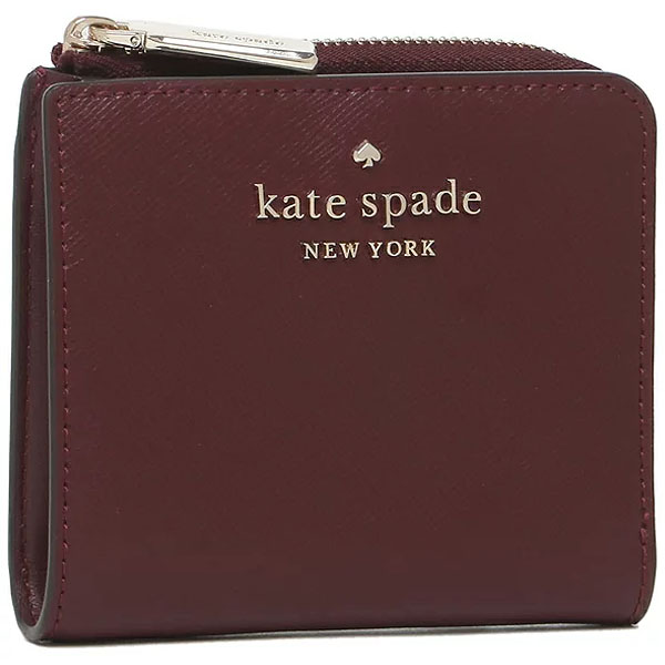 Kate Spade Small I-Zip Bifold Wallet Cherrywood Dark Red # WLR00143