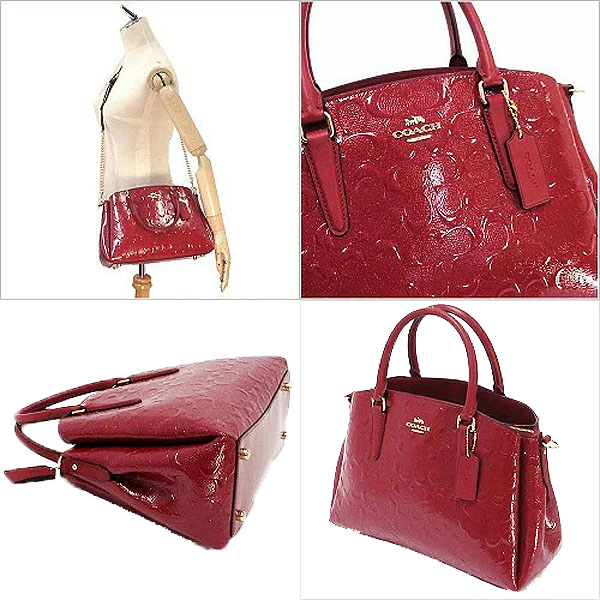 Coach Crossbody Bag Sage Carryall In Signature Leather Satchel Cherry Red # F31486