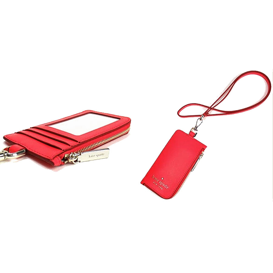 Kate Spade Card Case Lanyard Digital Red Bright Red # WLR00139