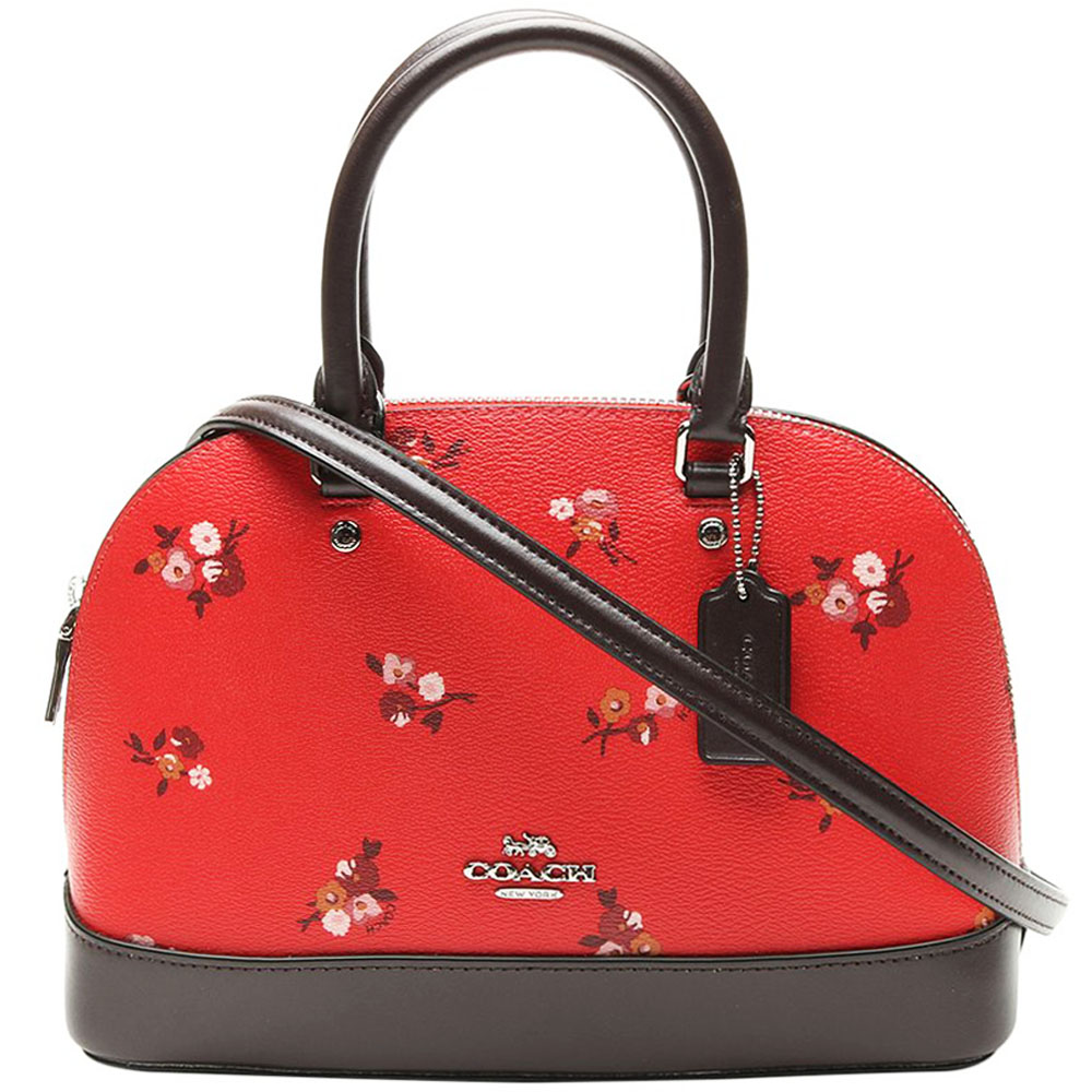 Coach Crossbody Bag Mini Sierra Satchel With Baby Bouquet Print Bright Red # F31355