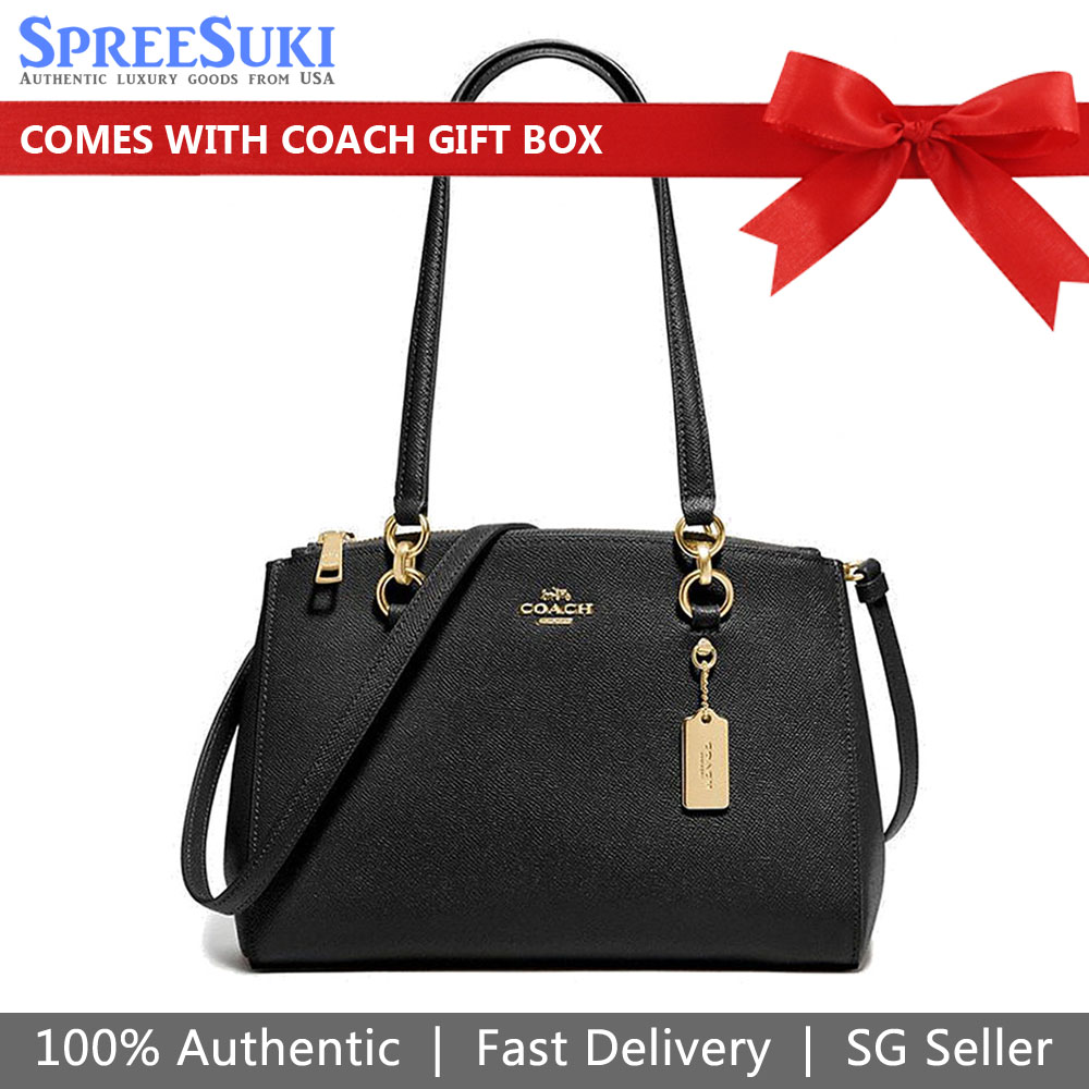 Coach Crossbody Bag Shoulder Bag Etta Carryall In Crossgrain Leather Black # F76938