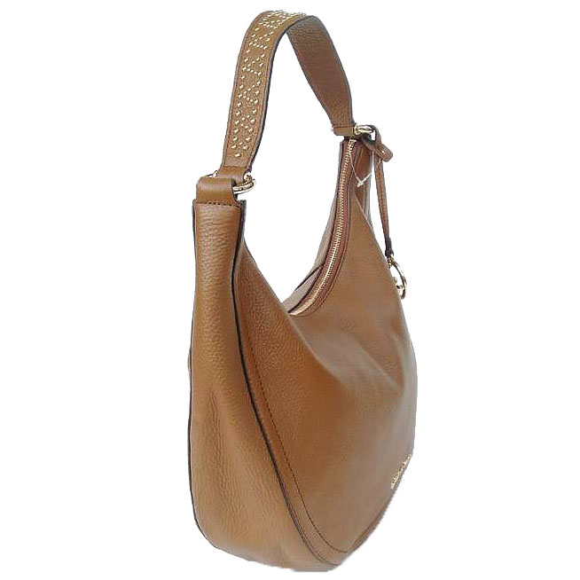 Michael Kors Shoulder Bag Lydia Hobo Studded Luggage Brown # 35H8GL0L6L