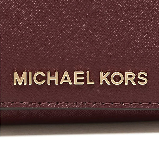 Michael Kors Small Wallet Jet Set Travel Small Multifunctional Zip Around Leather Wallet Merlot Dark Red # 35H9STVZ5L