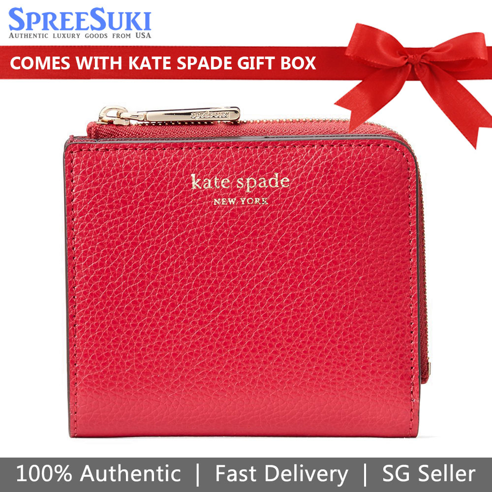 Kate Spade Eva L-Zip Bifold Wallet Red Cake # WLRU6253