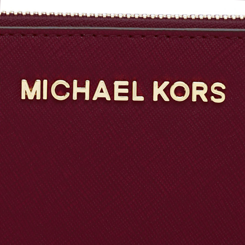 Michael Kors Phone Wallet Jet Set Travel Large Flat Multi-Functional Phone Leather Case Merlot Dark Red # 35F8GTVW7L