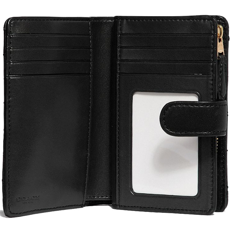 Coach Medium Wallet Quilted Medium Corner Zip Wallet Black # F39102