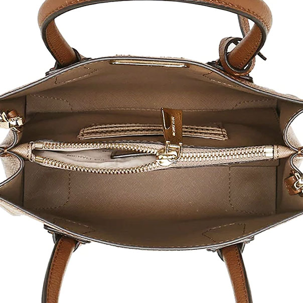 Michael Kors Crossbody Bag Mercer Medium Bonded Leather Tote Acorn Brown # 30F6GM9M2L
