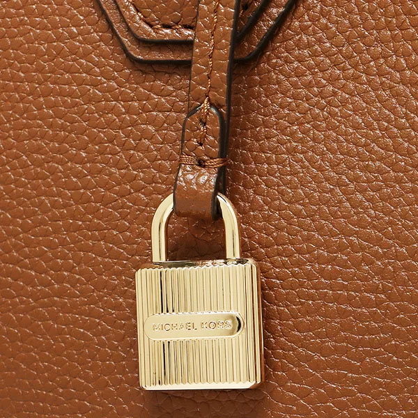Michael Kors Crossbody Bag Mercer Medium Bonded Leather Tote Acorn Brown # 30F6GM9M2L