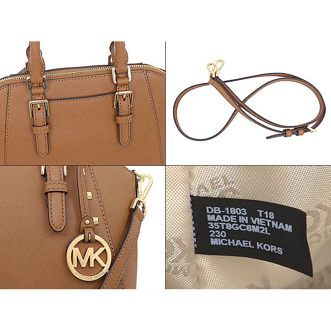 Michael Kors Crossbody Bag Ciara Studded Medium Messenger Satchel Luggage Brown # 35T8GC6M2L