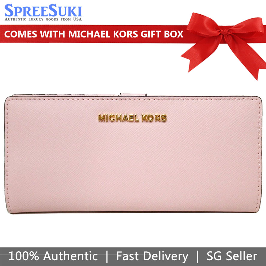 Michael Kors Jet Set Travel Flat Slim Leather Bifold Wallet Blossom # 35F9GTVF6L