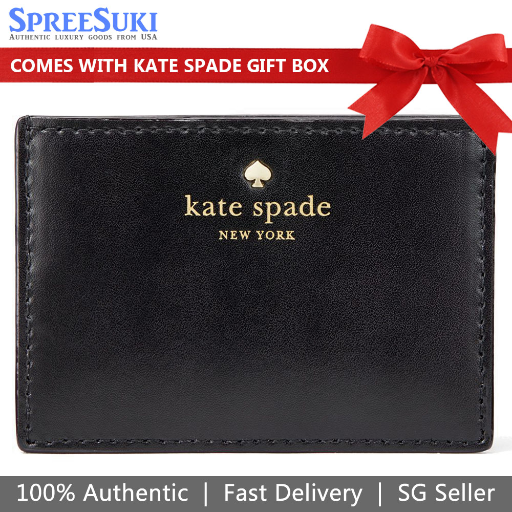 Kate Spade Card Case In Gift Box Ivy Street Graham Black # WLRU5093