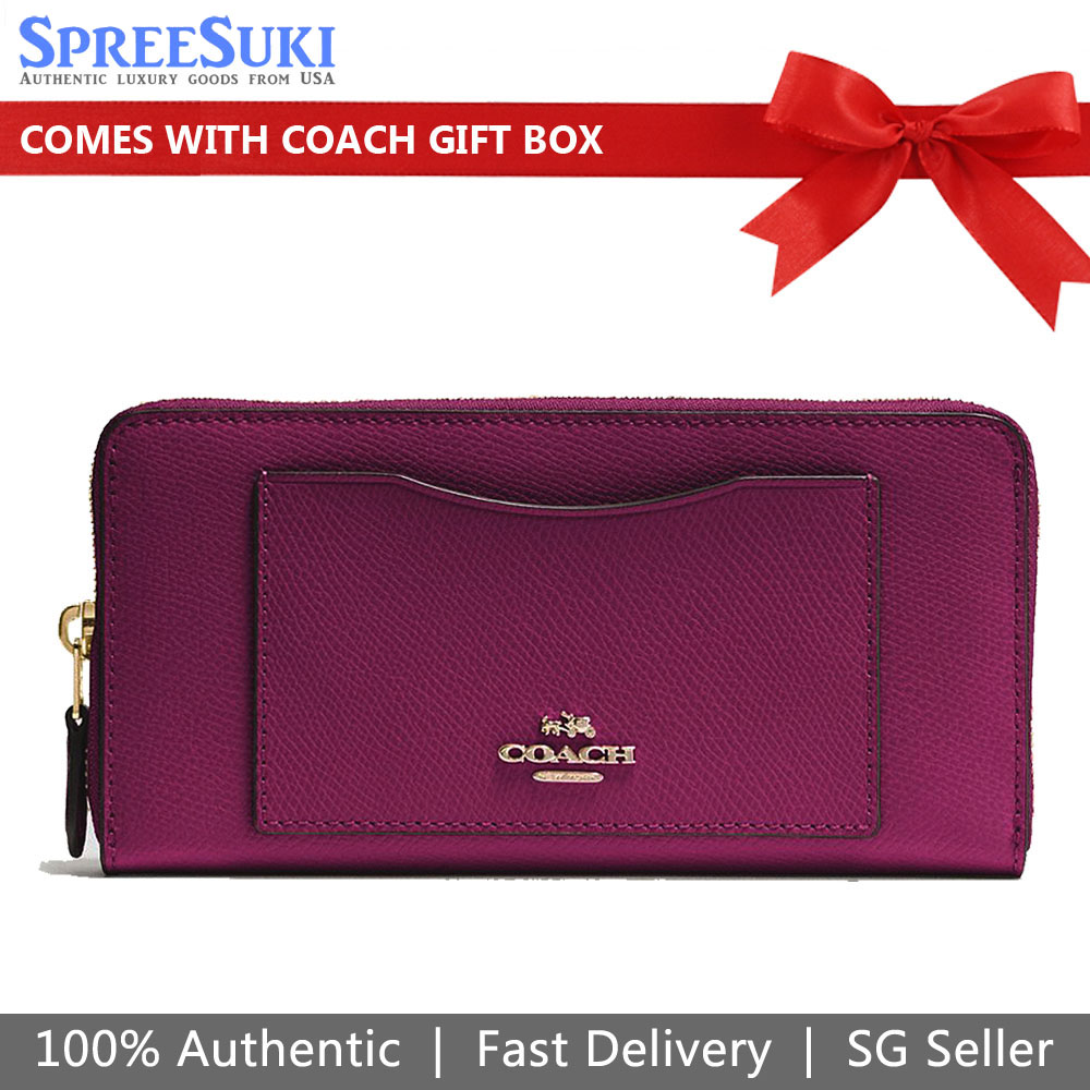 Coach Long Wallet Accordion Zip Wallet Fuchsia Purple # F54007