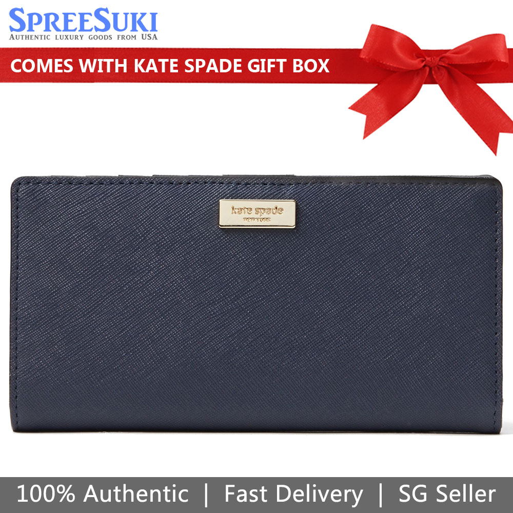 Kate Spade Medium Wallet Laurel Way Stacy Oceano Navy Dark Blue # WLRU2673