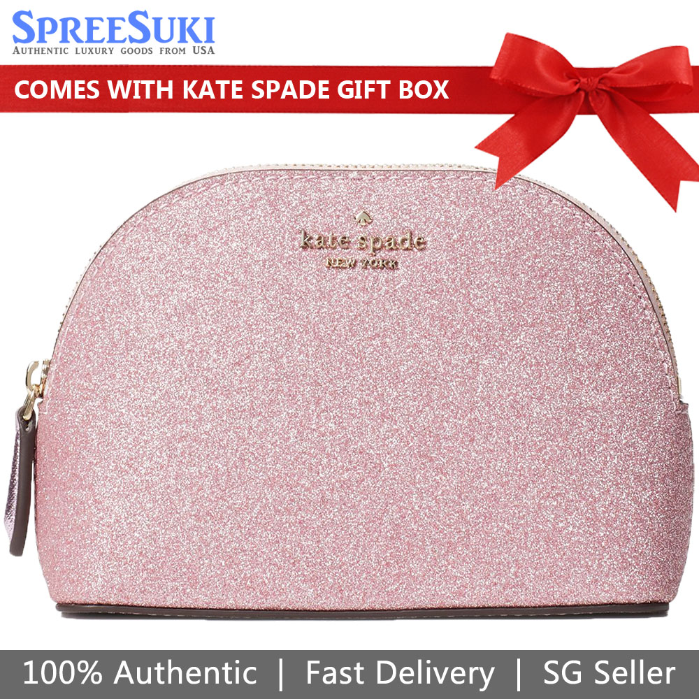 Kate Spade Lola Glitter Small Dome Cosmetic Pink # WLR00217