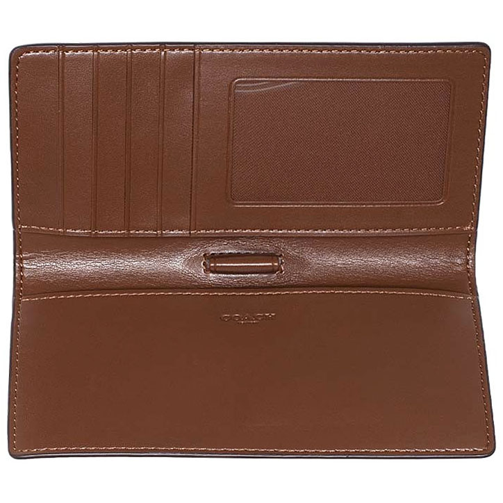 Coach Medium Wallet Bifold Wallet Signature Khaki Saddle Brown # F88026