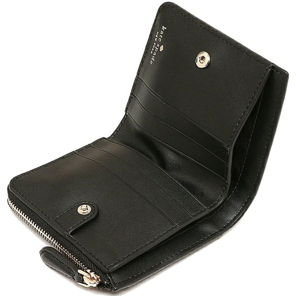 Kate Spade Small Wallet Lola Glitter Boxed Small L-Zip Bifold Black # WLR00213