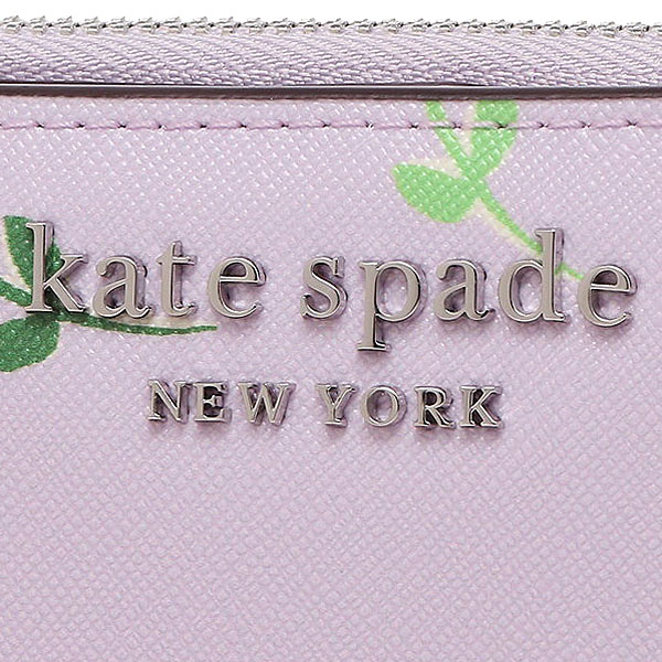 Kate Spade Small Wallet Cameron Wildflower Floral Small L-Zip Bifold Wallet Lilac Light Purple # WLRU5903