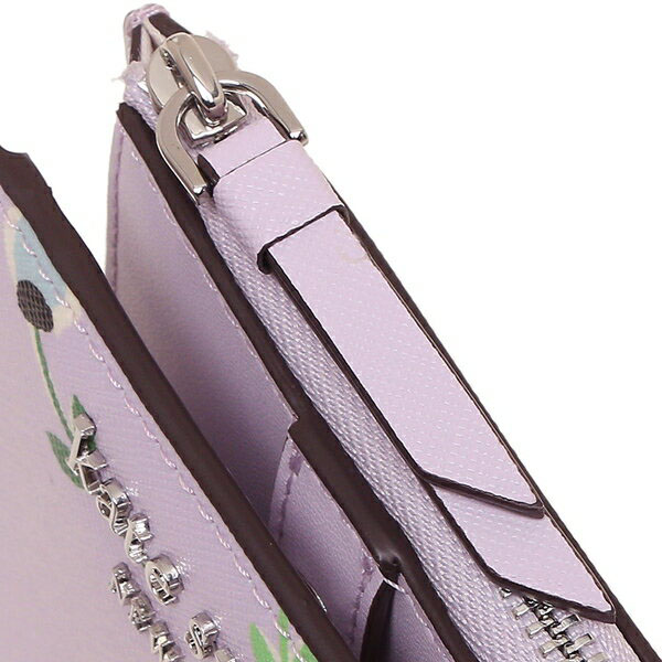 Kate Spade Small Wallet Cameron Wildflower Floral Small L-Zip Bifold Wallet Lilac Light Purple # WLRU5903