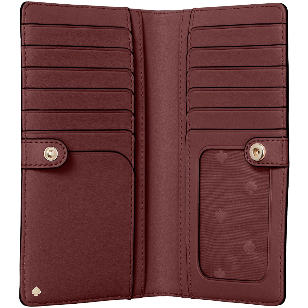Kate Spade Cameron Large Slim Bifold Wallet Medium Wallet Cherrywood Dark Purple # WLRU5444