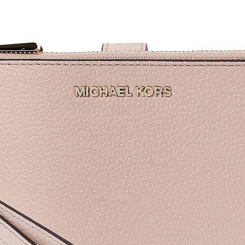 Michael Kors Double Zip Leather Wristlet Fawn Pink # 32T8TFDW4L