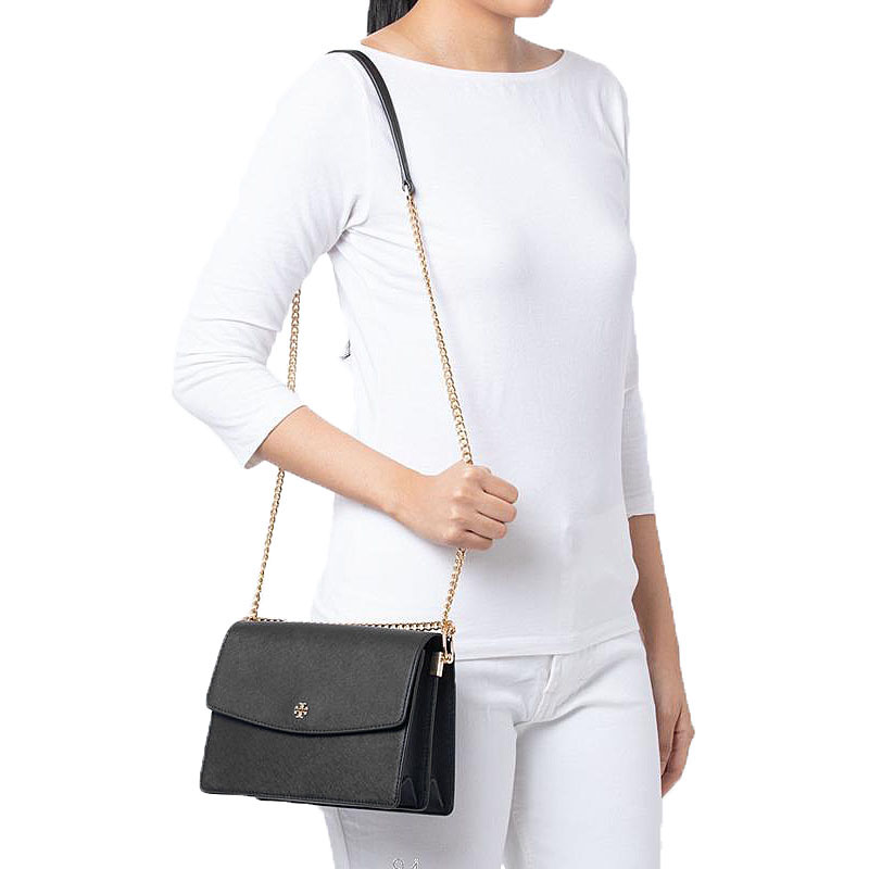 SpreeSuki Tory Burch Emerson Envelop Adjustable Shoulder Bag Black