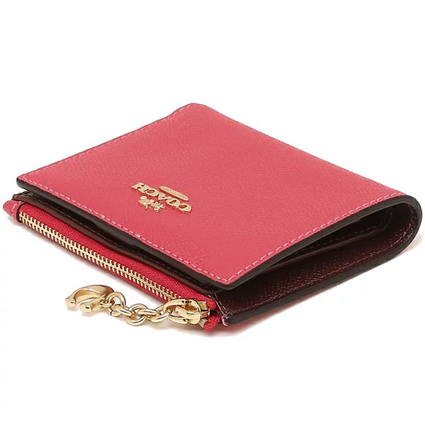 Coach Small Wallet Snap Card Case With Charm Leather Electric Pink # 73867