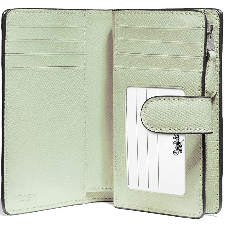 Coach Medium Wallet Medium Corner Zip Wallet In Crossgrain Leather Pale Green # F11484