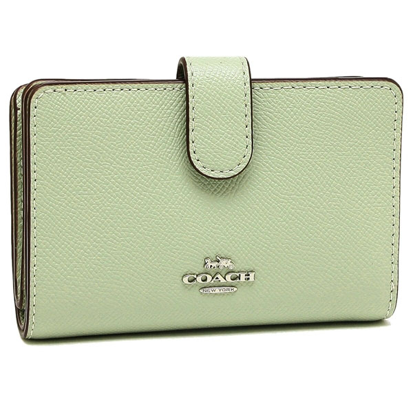 Coach Medium Wallet Medium Corner Zip Wallet In Crossgrain Leather Pale Green # F11484