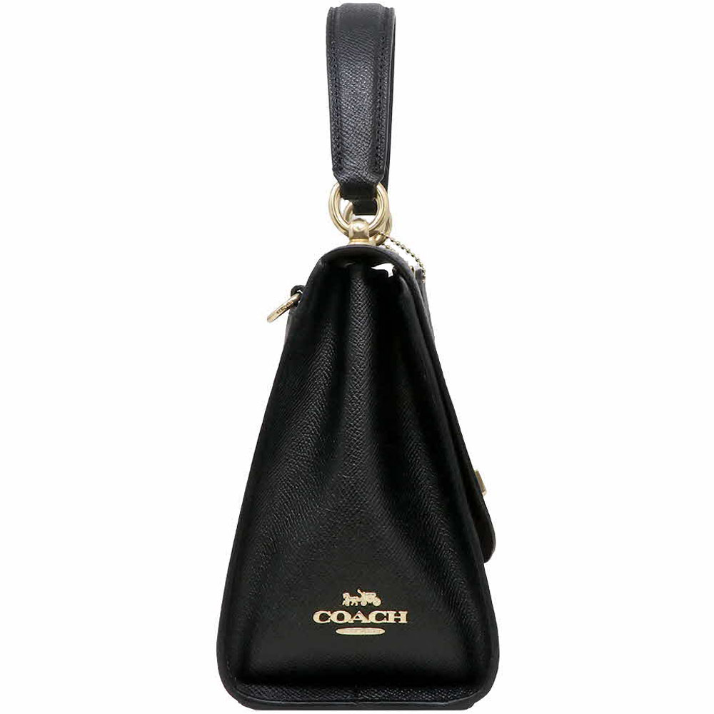 Coach Crossbody Bag Tilly Top Handle Satchel Leather Black # F76618