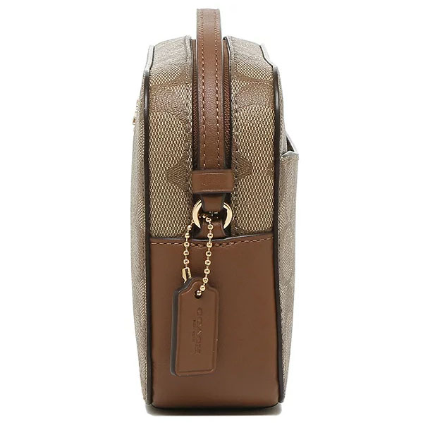Coach Crossbody Bag Mini Camera Bag Khaki / Saddle Brown # 91677