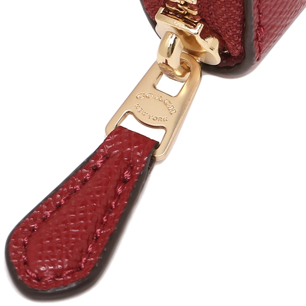 Coach Wallet In Gift Box Crossgrain Leather Accordion Zip Wallet Dark Red # F54007