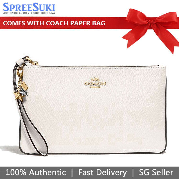 Coach Large Wristlet With Charms Chalk Off White # F29398