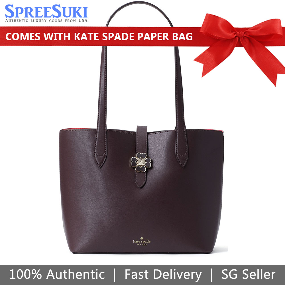 Kate Spade Shoulder Bag Kaci Medium Tote Chocolate Cherry Brown # WKRU6287
