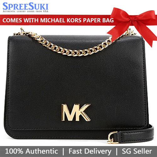 Michael Kors Crossbody Bag Mott Large Chain Shoulder Black # 35S0GOXL3L
