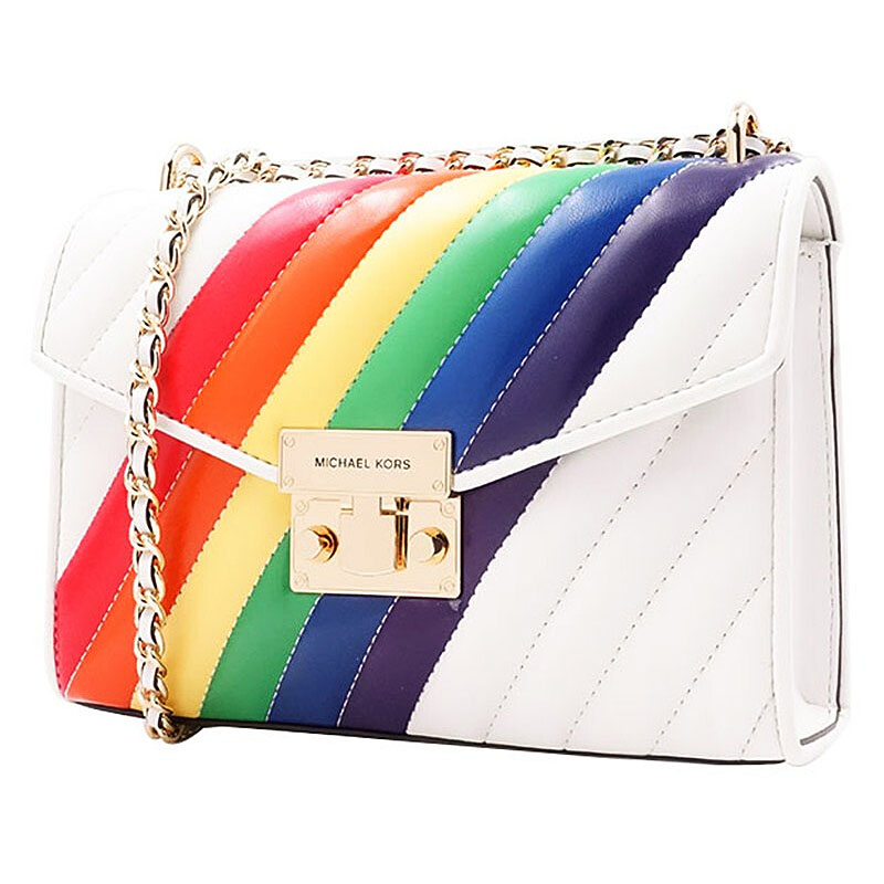 Michael Kors Crossbody Bag Rose Medium Flap Shoulder Bag Rainbow White # 35T0GXOL6I