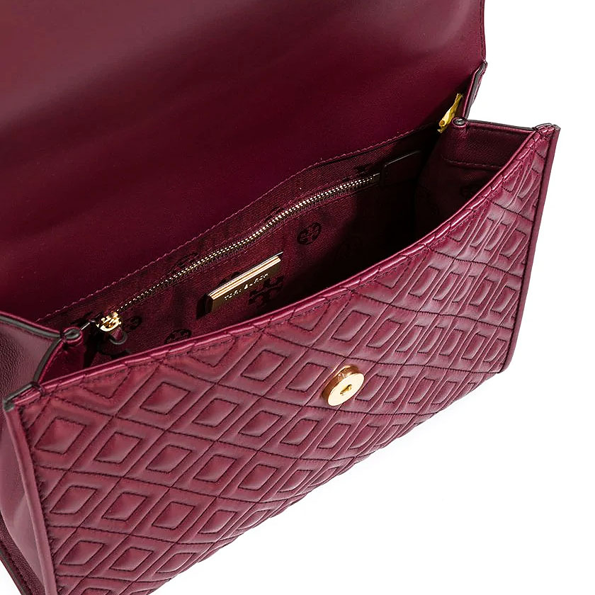 Tory Burch Fleming Small Converible Shoulder Bag Crossbody Bag Claret Dark Red # 75576