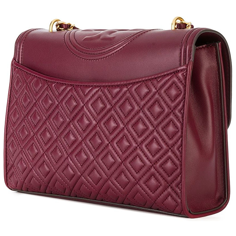 Tory Burch Fleming Small Converible Shoulder Bag Crossbody Bag Claret Dark Red # 75576