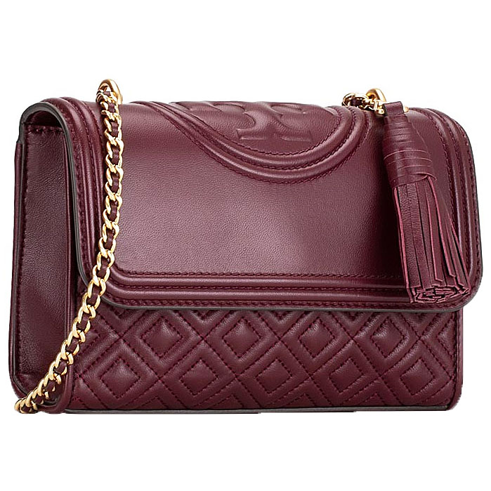 Tory Burch Fleming Small Converible Shoulder Bag Crossbody Bag Claret Dark Red # 75576