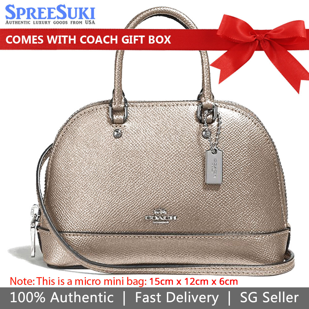Coach Crossbody Bag Micro Mini Sierra Satchel Platinum Gold # F41246