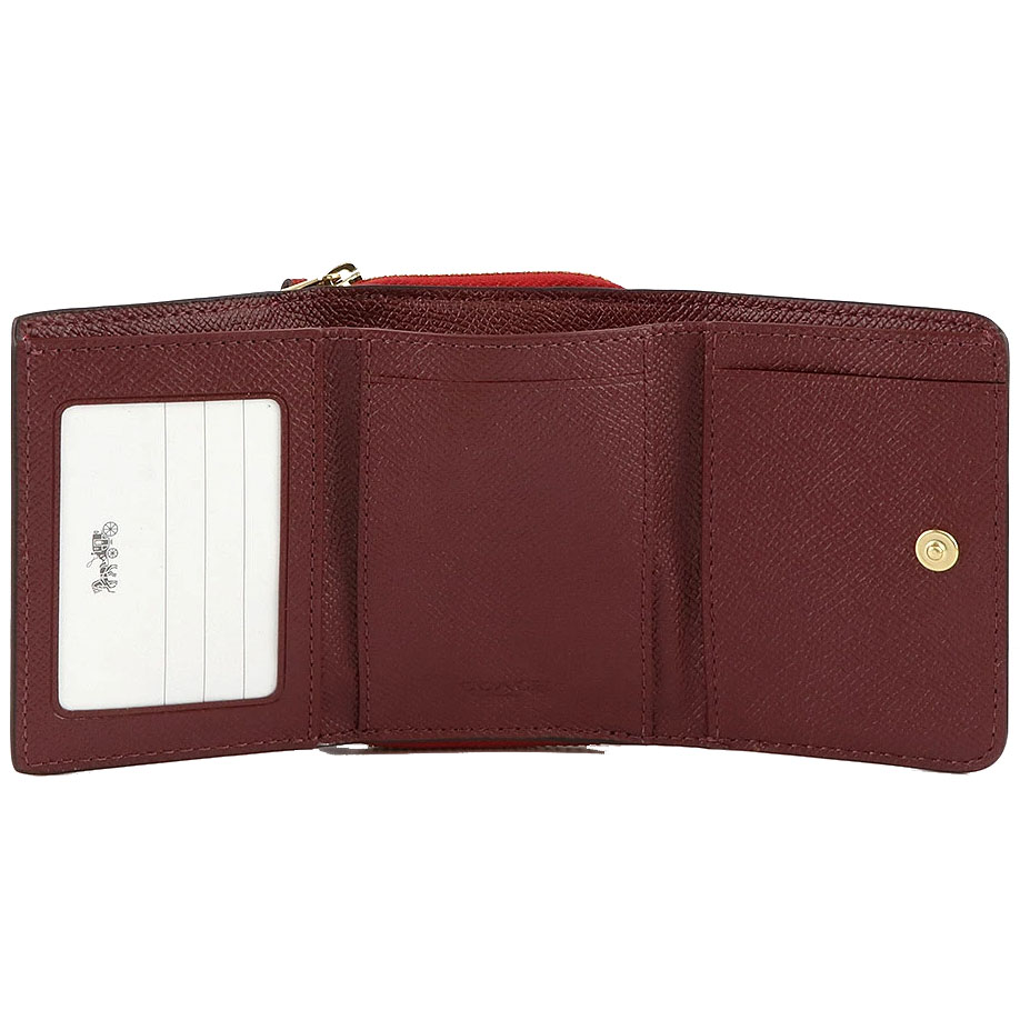 Coach Small Wallet Crossgrain Small Trifold Wallet 1941 Red # 37968