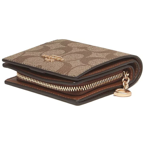 Coach Small Wallet Signature Pvc Snap Wallet Khaki Redwood # C3309
