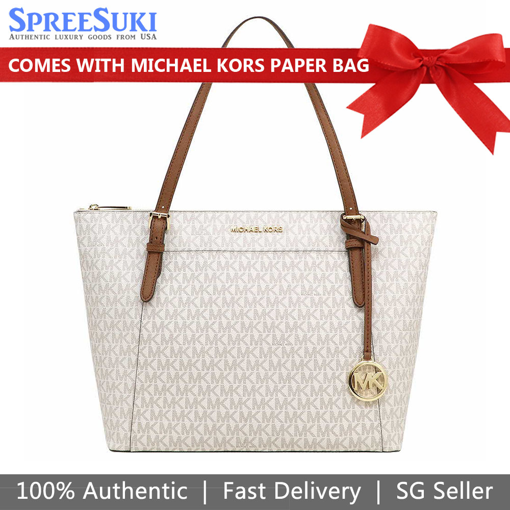 Michael Kors Shoulder Bag Ciara Large Top Zip Tote Vanilla Acorn # 35F8GC6T7B