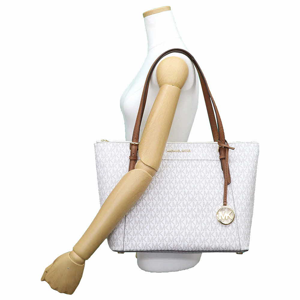 Michael Kors Shoulder Bag Ciara Large Top Zip Tote Vanilla Acorn # 35F8GC6T7B