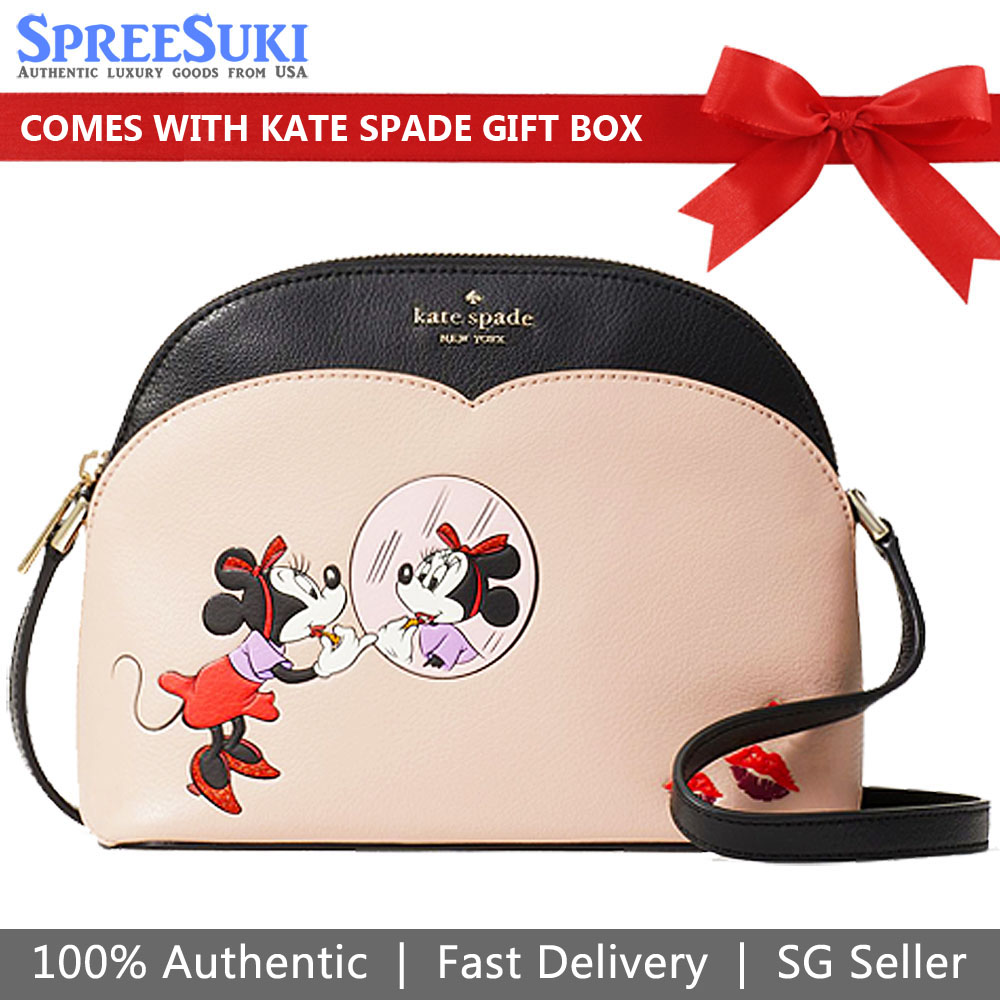 Kate Spade Minnie Mouse Dome Crossbody Bag Pale Vellum Beige # WKR00211