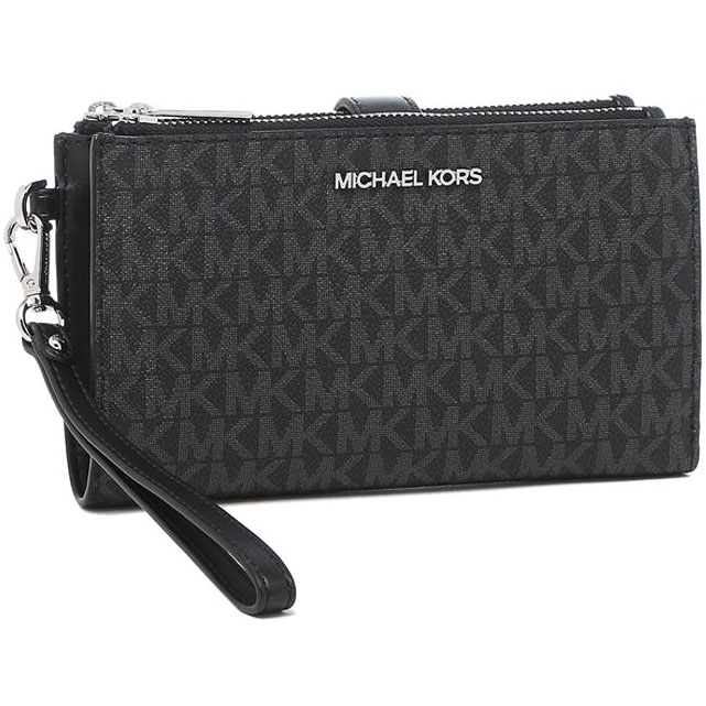 Michael Kors Phone Wallet Jet Set Travel Large Double Zip Wristlet Black # 35F8STVW0B