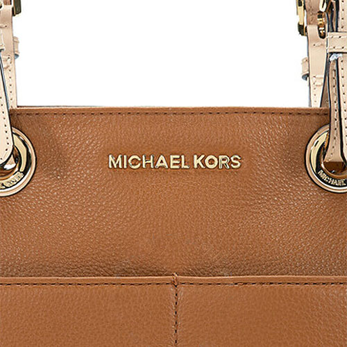 Michael Kors Shoulder Bag Bedford Top Zip Leather Pocket Tote Acorn Brown # 30H4GBFT6L