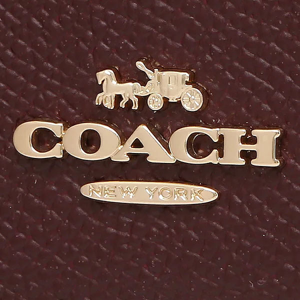 Coach Long Wallet Crossgrain Leather Accordion Zip Wallet Dark Burgundy # F54007